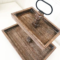 Foundations Décor 15.75" Antique Finish Rectangle Tiered Tray