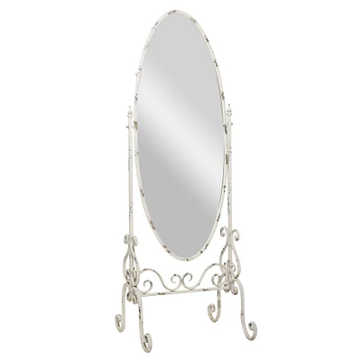 White Metal Vintage Console Mirror, 69" x 25" x 21"