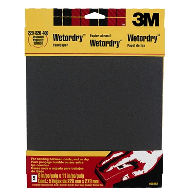 20 Packs: 5 ct. (100 total) 3M™ Assorted Wetordry™ Sandpaper, 9" x 11"