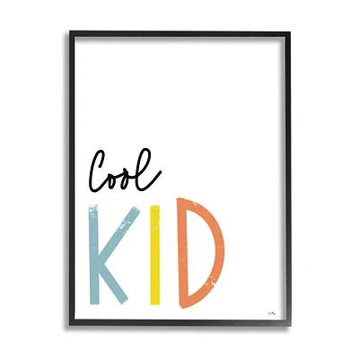 Stupell Industries Cool Kid Text Minimal Red Yellow Blue Typography Framed Wall Art