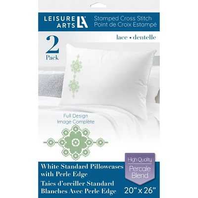 Leisure Arts® Lace Pillowcase Stamped Cross Stitch Kit