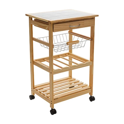 Organize It All Rolling Kitchen Cart with Ceramic Countertop