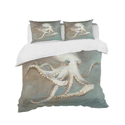 Designart 'Octopus Treasures from the Sea' Coastal Bedding Set