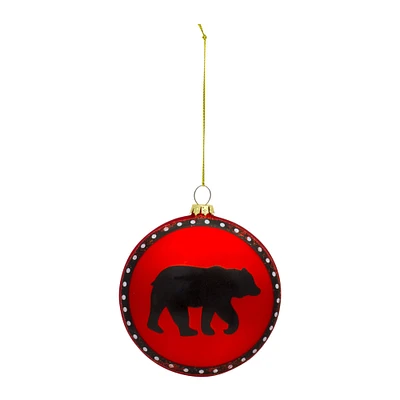 12ct. 5" Bear Glass Disc Ornament