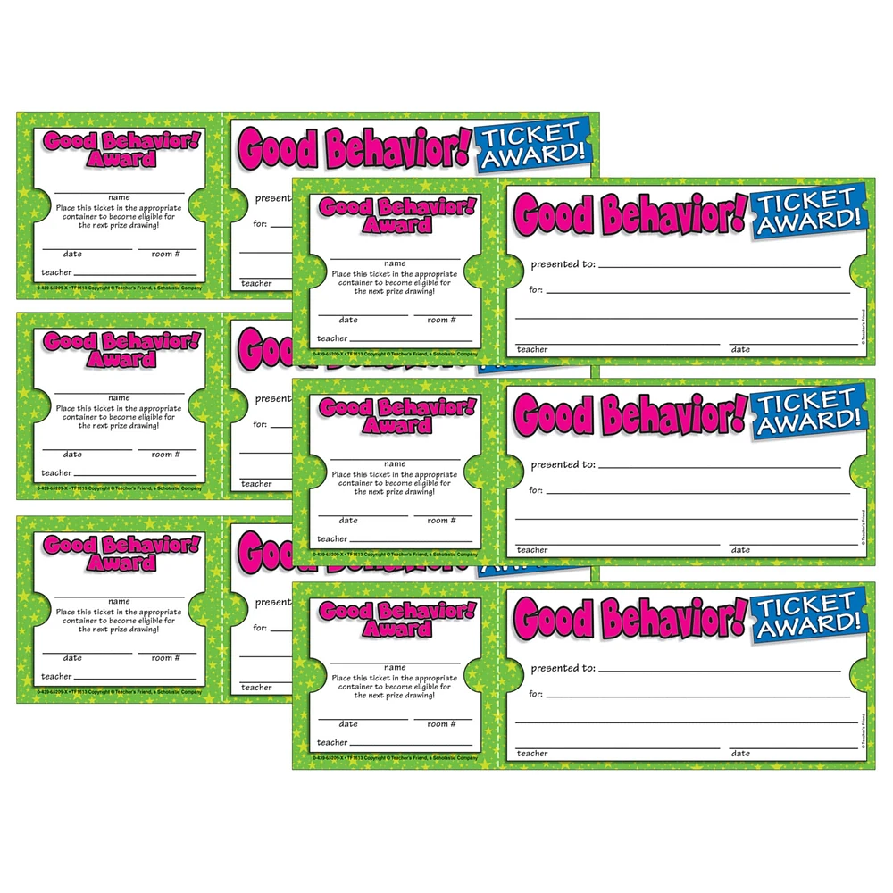 Scholastic Teaching Resources Ticket Awards Good Behavior, 6 Pack of 100