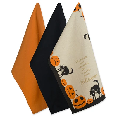 DII® Assorted Jack-O'-Lantern Halloween Printed Dishtowel Set