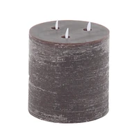 Brown Traditional Wax Flameless Pillar Candle Set