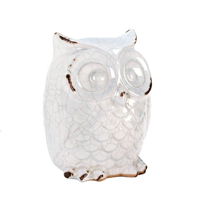 6.5" Distressed White Owl Figurine