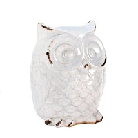 6.5" Distressed White Owl Figurine