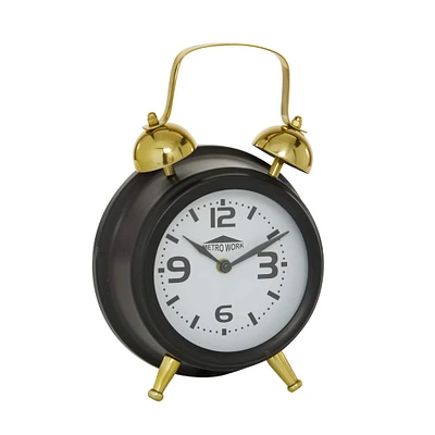 10" Black & Gold Stainless Steel Traditional Clock