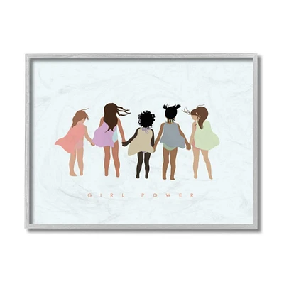 Stupell Industries Girl Power Phrase Inclusive Caped Superheroes Framed Wall Art