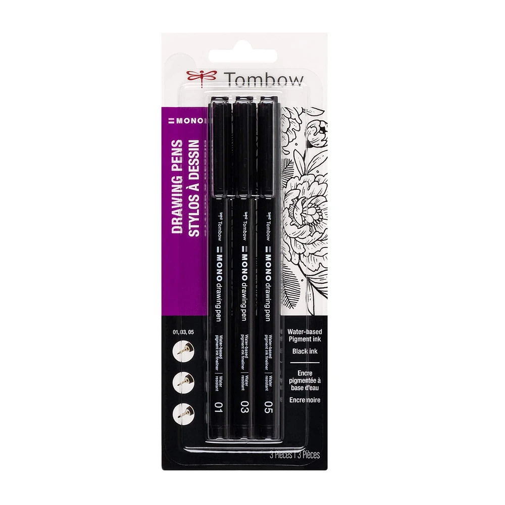 12 Packs: 3 ct. (36 total) Tombow Mono Drawing Pen Set