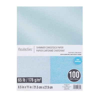 Blue Hues Shimmer 8.5" x 11" Cardstock Paper by Recollections™, 100 Sheets