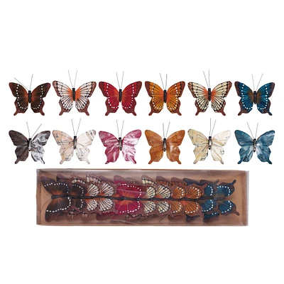 Multicolor Fabric Butterfly Clip-On Ornaments Set