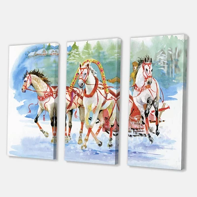 Designart - Galoping Horses With Carriage In The Snow