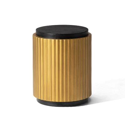 Glitzhome® 17.5" Antique Gold Fluted Side Table