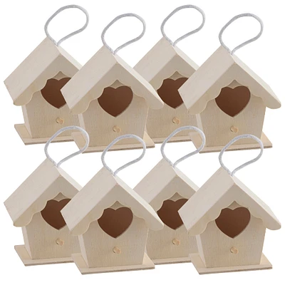 8 Pack: 3.7" Wooden Heart Birdhouse by Make Market®