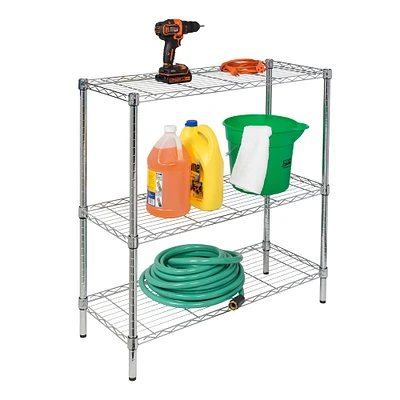 Honey Can Do Chrome 3-Tier Heavy-Duty Adjustable Shelf Storage Unit