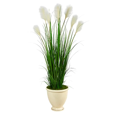 5ft. Wheat Plume Grass Plant in Urn Planter