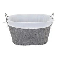 Household Essentials Gray Wicker Lined Laundry Basket