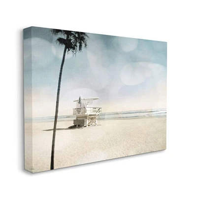 Stupell Industries Empty Beach Coast with Lifeguard Stand Canvas Wall Art