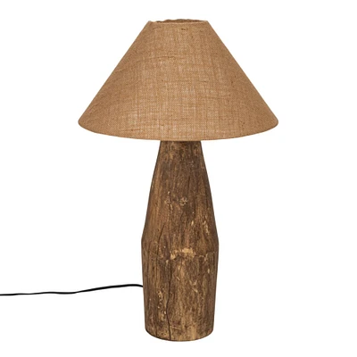 26" Natural Reclaimed Wood Swivel Neck Table Lamp with Jute Shade