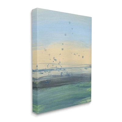 Stupell Industries Conceptual Yellow Ocean Sunset Blue Paint Splatter Canvas Wall Art