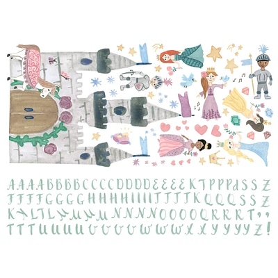 RoomMates Princess & Knight Castle Peel & Stick Giant Wall Decal Set with Alphabet