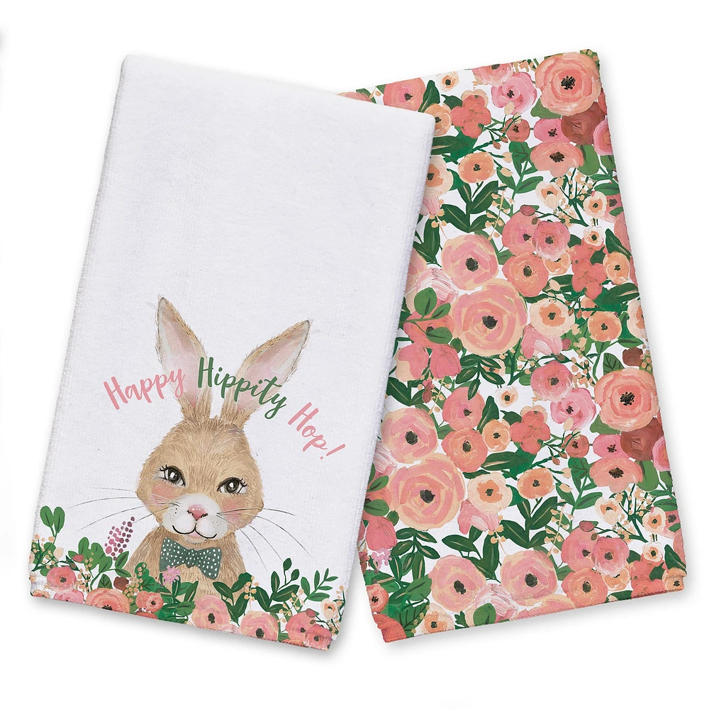 Happy Hippity Hop Bunny Tea Towel Set