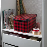 Simplify Checkered Black & Red Storage Tote Bin