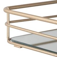 Elle Décor Satin Gold Mirrored Bottom Vanity Tray in Satin Gold