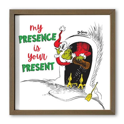 16" The Grinch My Presence is Your Present Framed Print