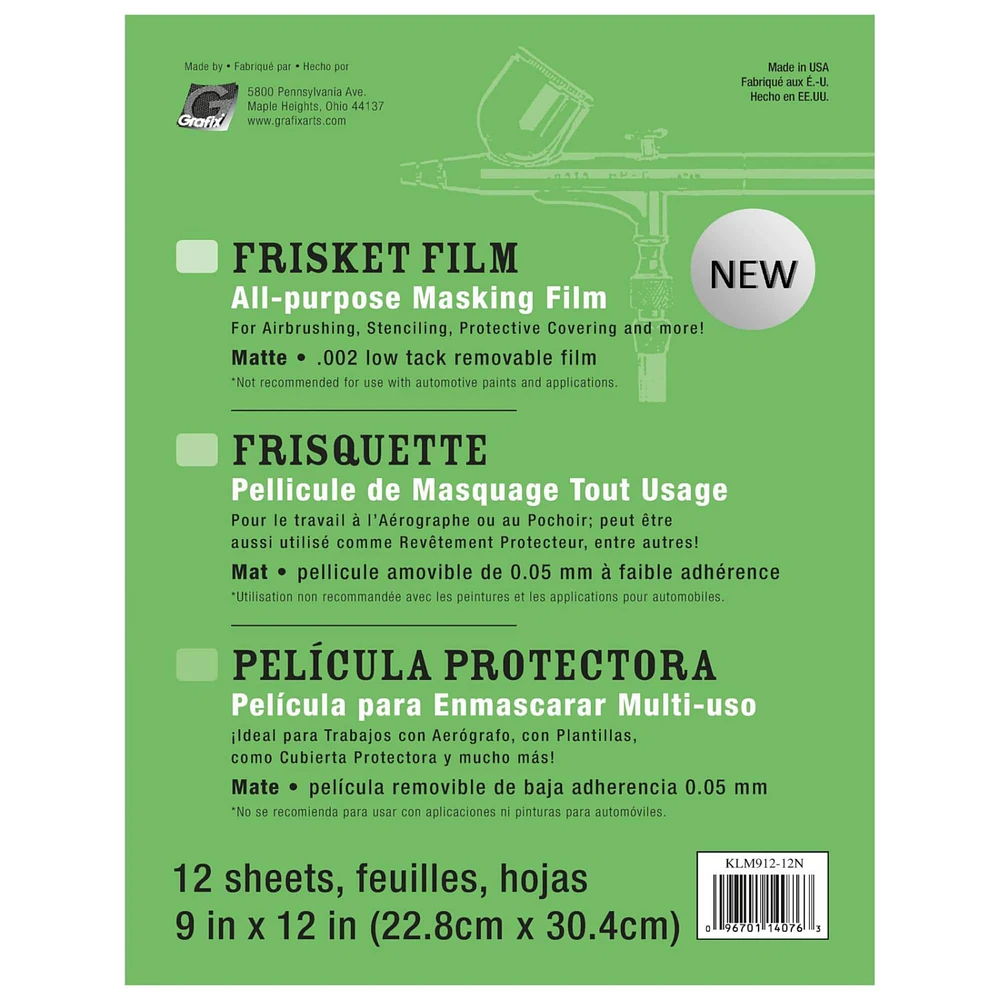 Grafix Matte 9" x 12" Low Tack Frisket Film Sheets, 12 Sheets