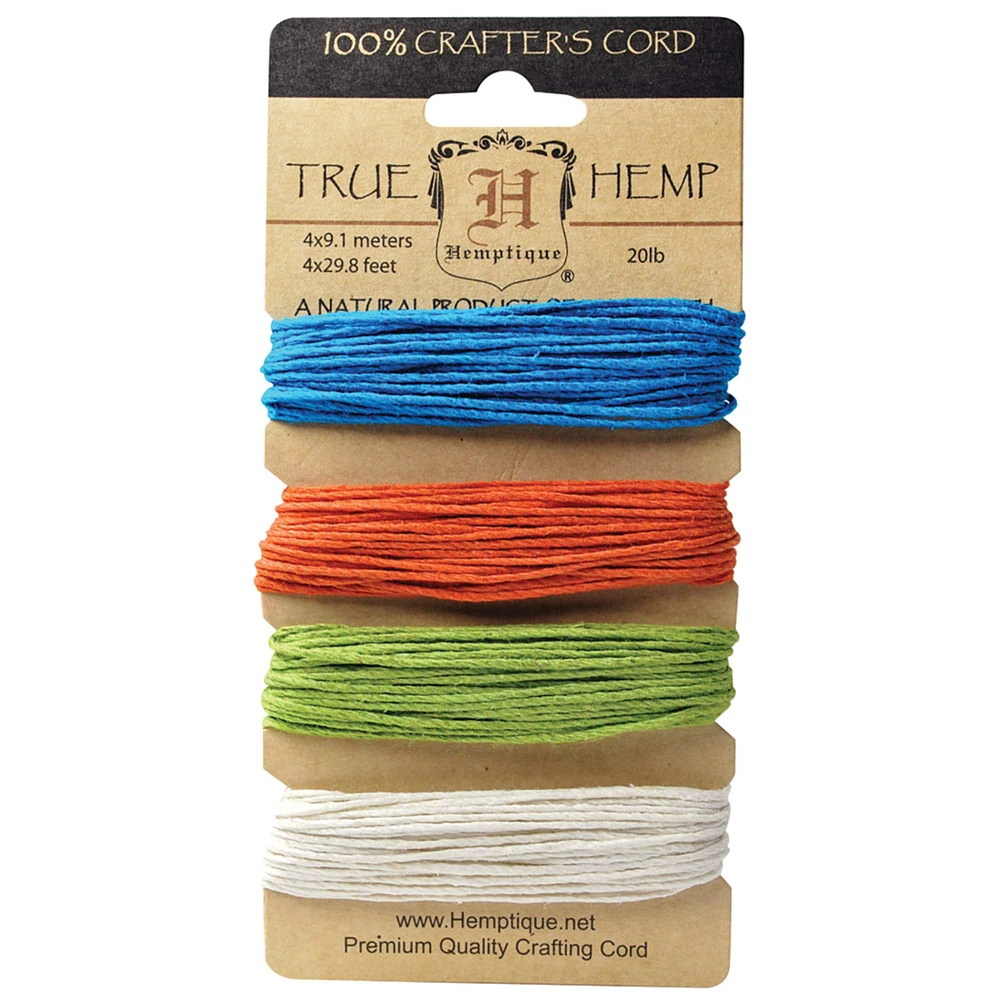 12 Packs: 4 ct. (48 total) Hemptique® 20lb. Bright Hemp Crafter's Cords