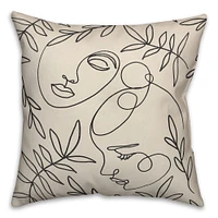 Botanical Faces 18" x 18" Throw Pillow