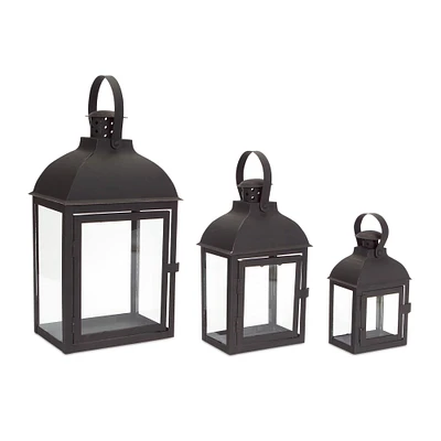 Iron & Glass Lanterns, 3ct.