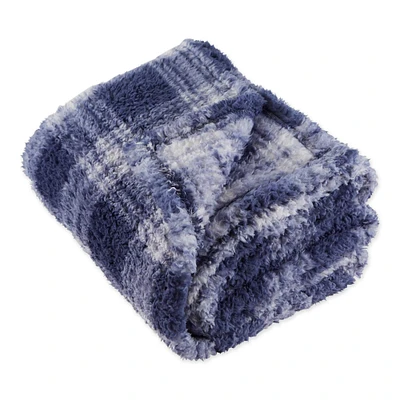 DII® French Blue Farmhouse Plush Plaid Throw