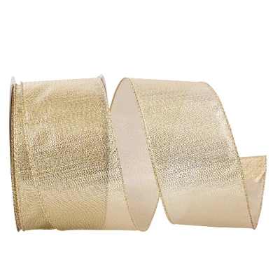 Reliant 2.5" x 20yd. Gold Lamé Glimmer Wired Ribbon
