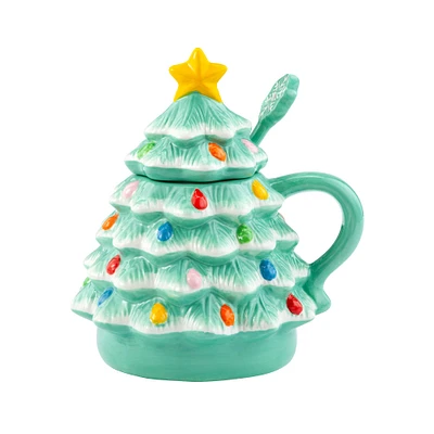 Seafoam Lidded Nostalgic Tree Mug with Spoon