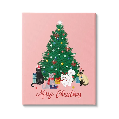 Stupell Industries Merry Christmas Holiday Cats Canvas Wall Art