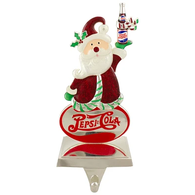 9.75" Silver Pepsi-Cola Santa Claus Christmas Stocking Holder