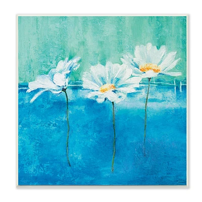 Stupell Industries  Abstract Blue Color Pop White Daisy Floral,12" x 12"