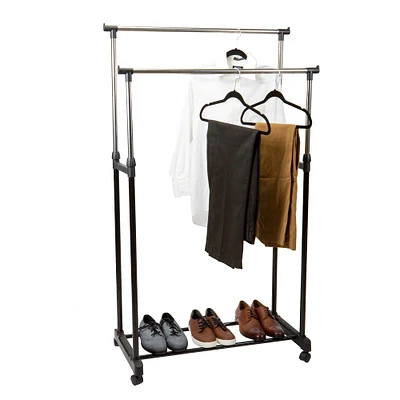 Simplify Double Tier Rolling Garment Rack