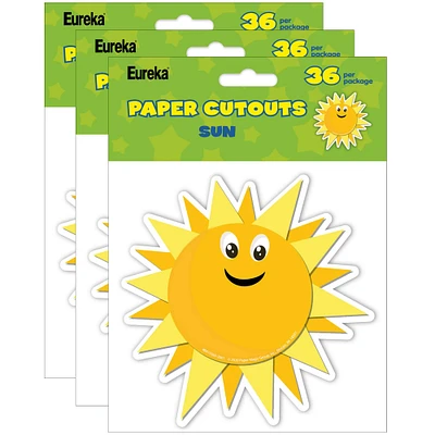 Eureka® Growth Mindset Sun Paper Cut Outs, 3 Packs of 36
