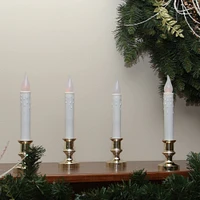 White & Gold LED C5 Flickering Window Christmas Candle Lamp With Timer