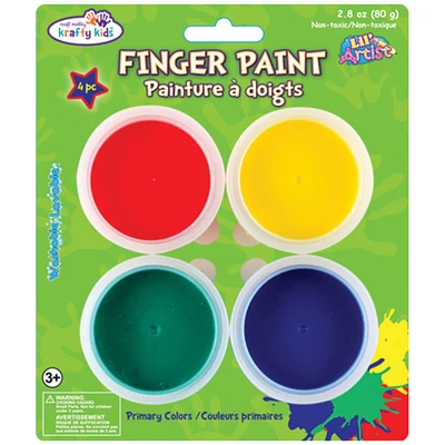 Krafty Kids™ Primary 4 Color Finger Paint Tube Set