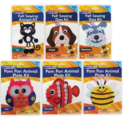 Creativity Street® Animal Felt & Pom Pom Craft Kit Set