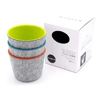 Welaxy Felt 3 Piece Orange, Green & Turquoise Storage Cups