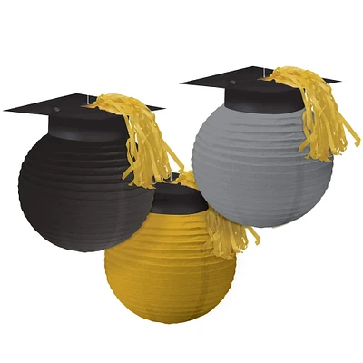 9.5" Graduation Cap Paper Lanterns, 3ct.