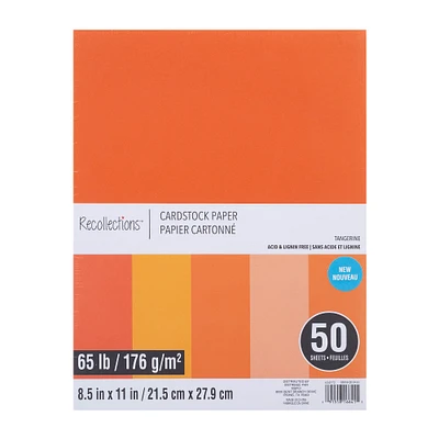Tangerine 8.5" x 11" Cardstock Paper by Recollections™, 50 Sheets